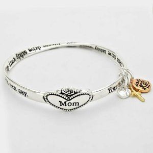 Mom Bracelet Mother Bangle Heart Flower Special